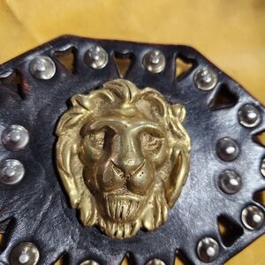 Vintage Mexican Lions Head Leather Belt
